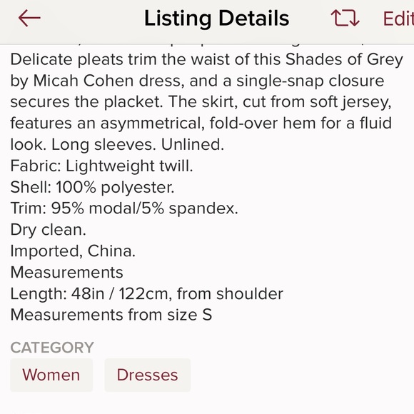 Shades of Grey Dress Micah Cohen Small - Picture 5 of 5